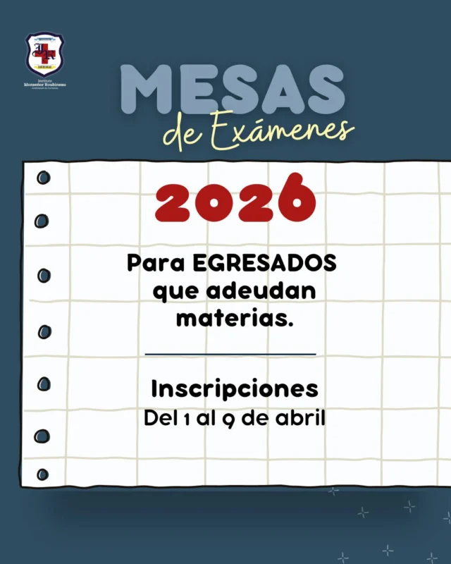 INSCRIPCIONES ABIERTAS

Formulario de inscripción:
👉https://bit.ly/46tUjm4 (Link en Bio).

Para consultas, comunicarse al correo de Secretaría:
👉secretaria@instroubineaui32.edu.ar

#InstitutoRoubineau
#Examenes #Mesas